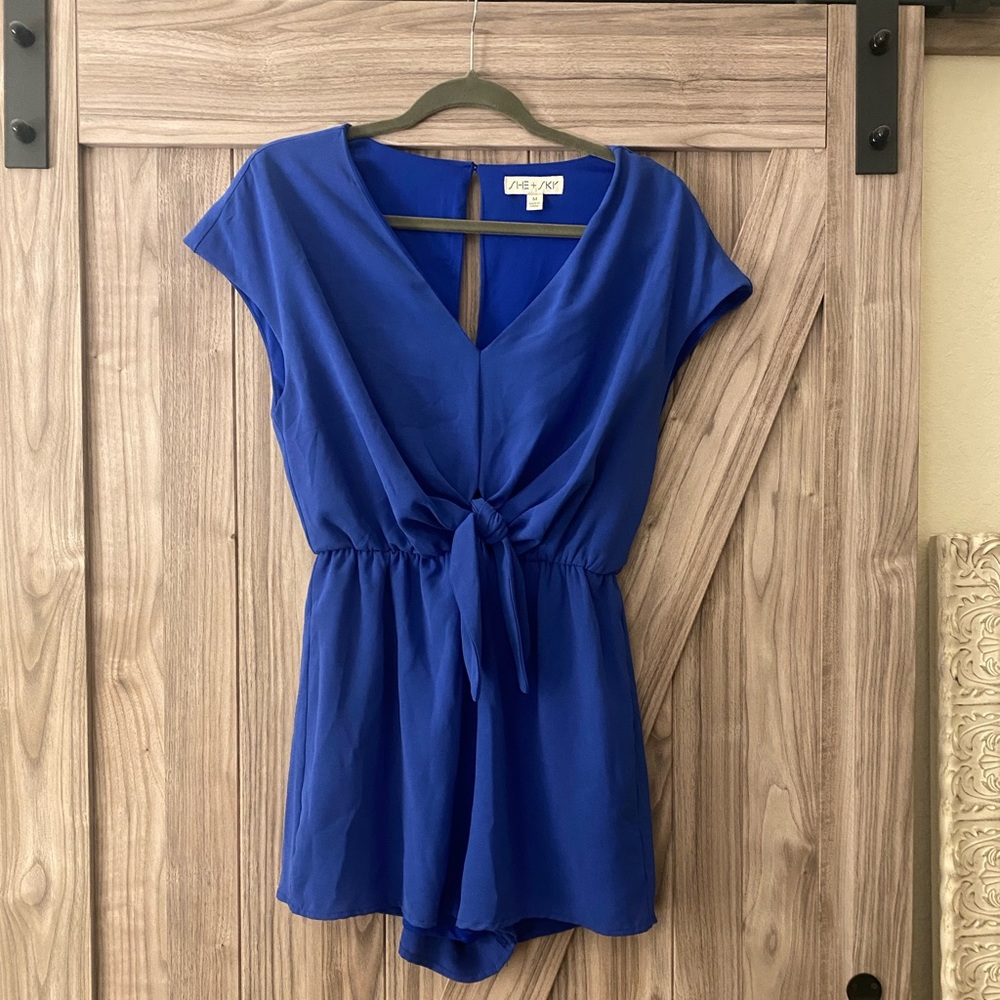 She + Sky royal blue romper